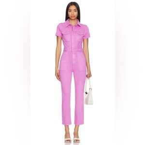 Good American Fit For Success Pink Denim Jumpsuit, Women’s Size Small, NWT